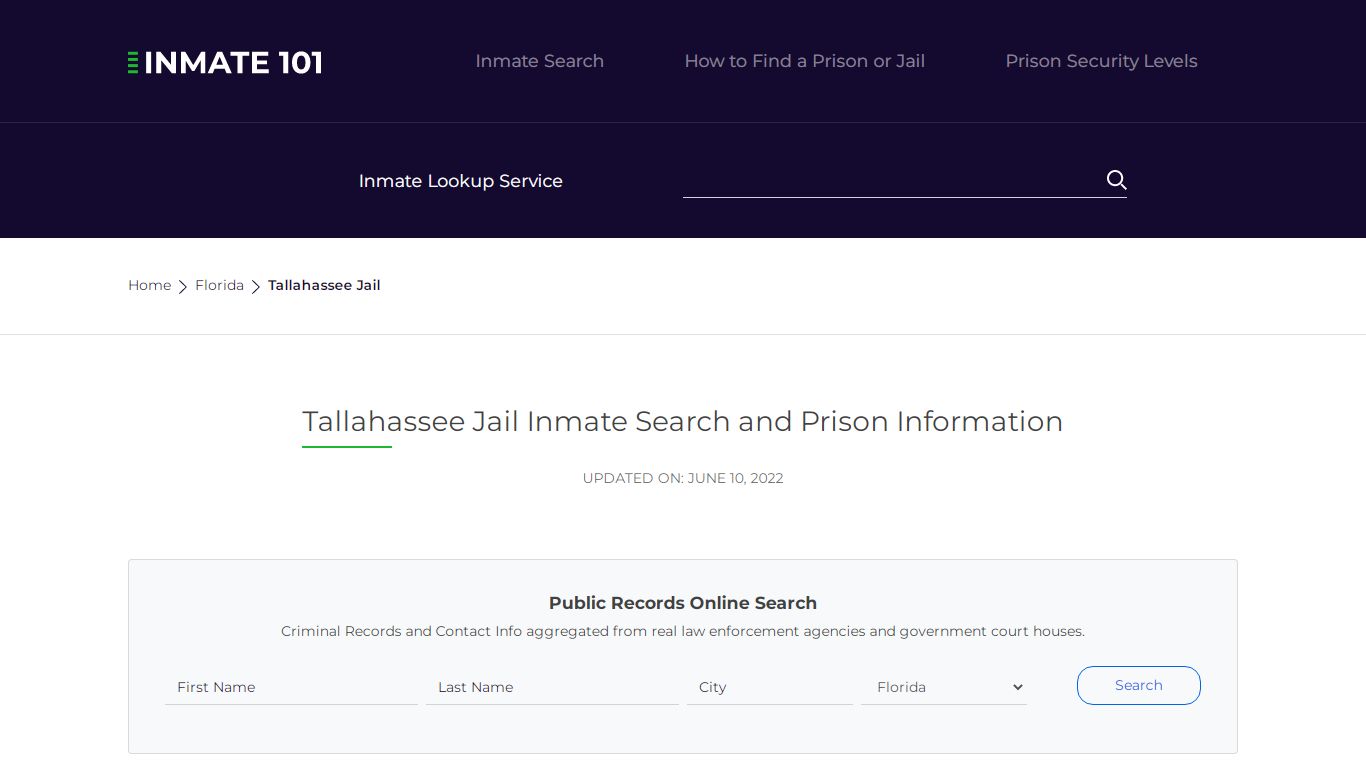 Tallahassee Jail Inmate Search and Prison Information